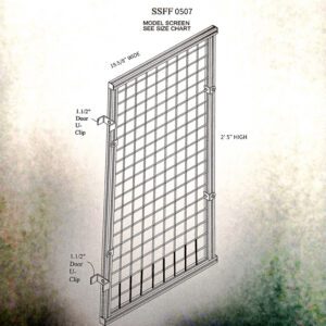 Framed wire grid screen panel with clips