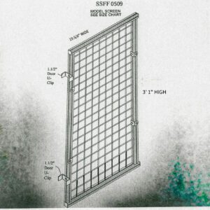 Wire mesh screen door panel with clips