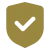 Gold shield, black checkmark symbol