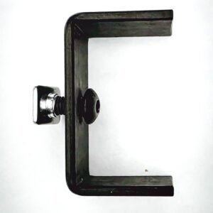 Black C-shaped metal clamp with bolt